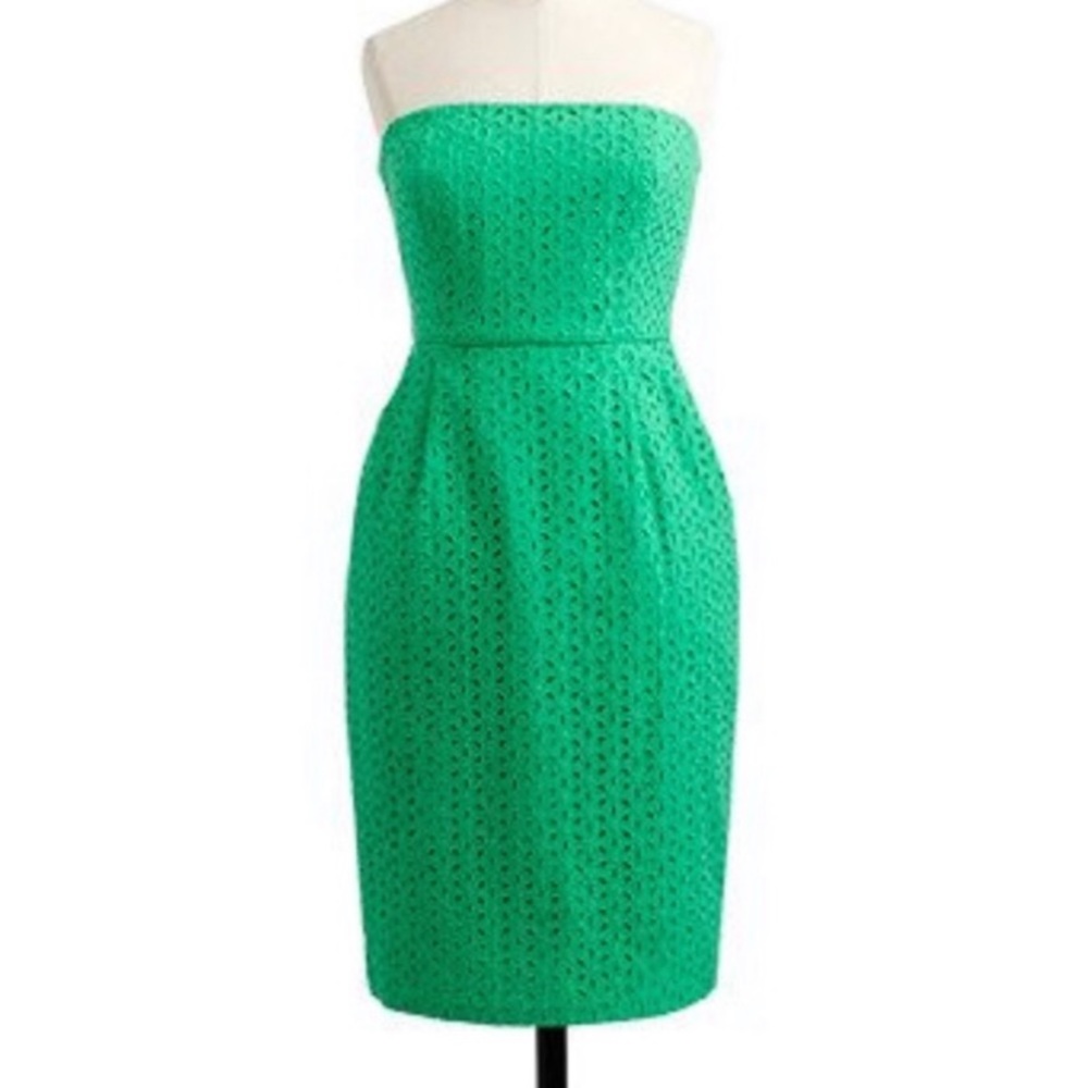 J. Crew Green Strapless Dress Laser Cut